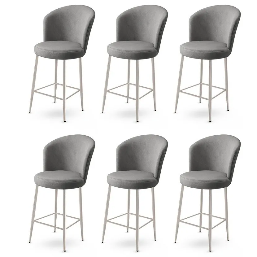 Set 6 barskih stolica Alte Grey Chrome