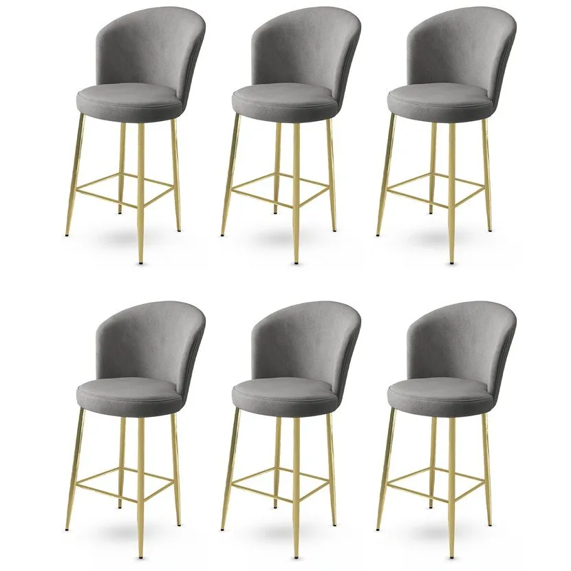 Set 6 barskih stolica Alte Grey Gold