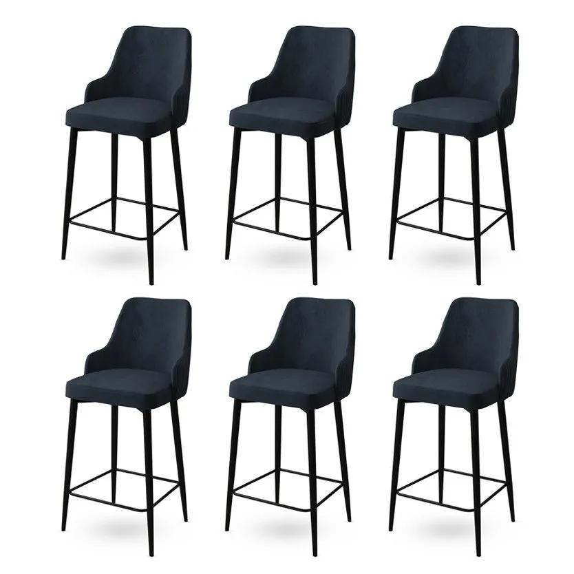 Set 6 barskih stolica Enox Anthracite Black
