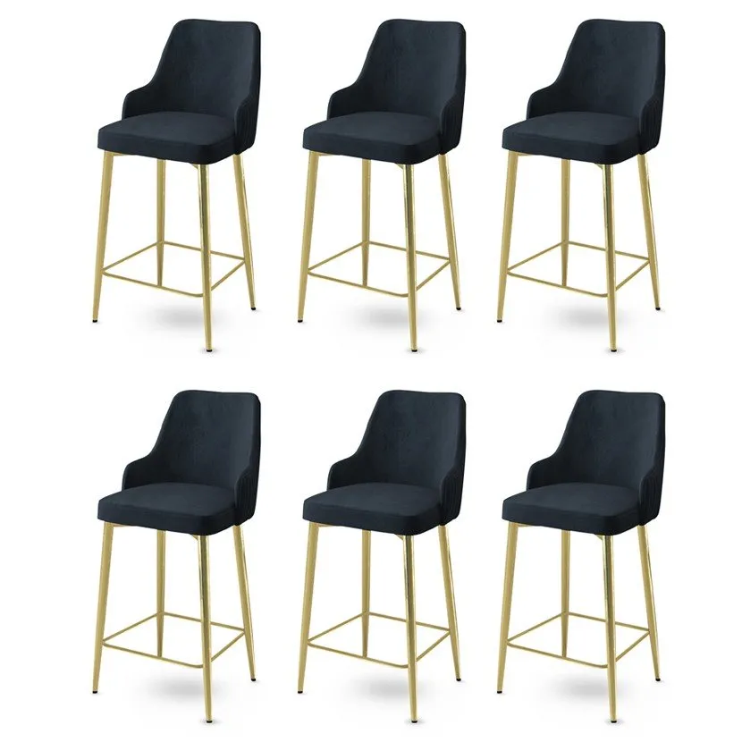 Set 6 barskih stolica Enox Anthracite Gold