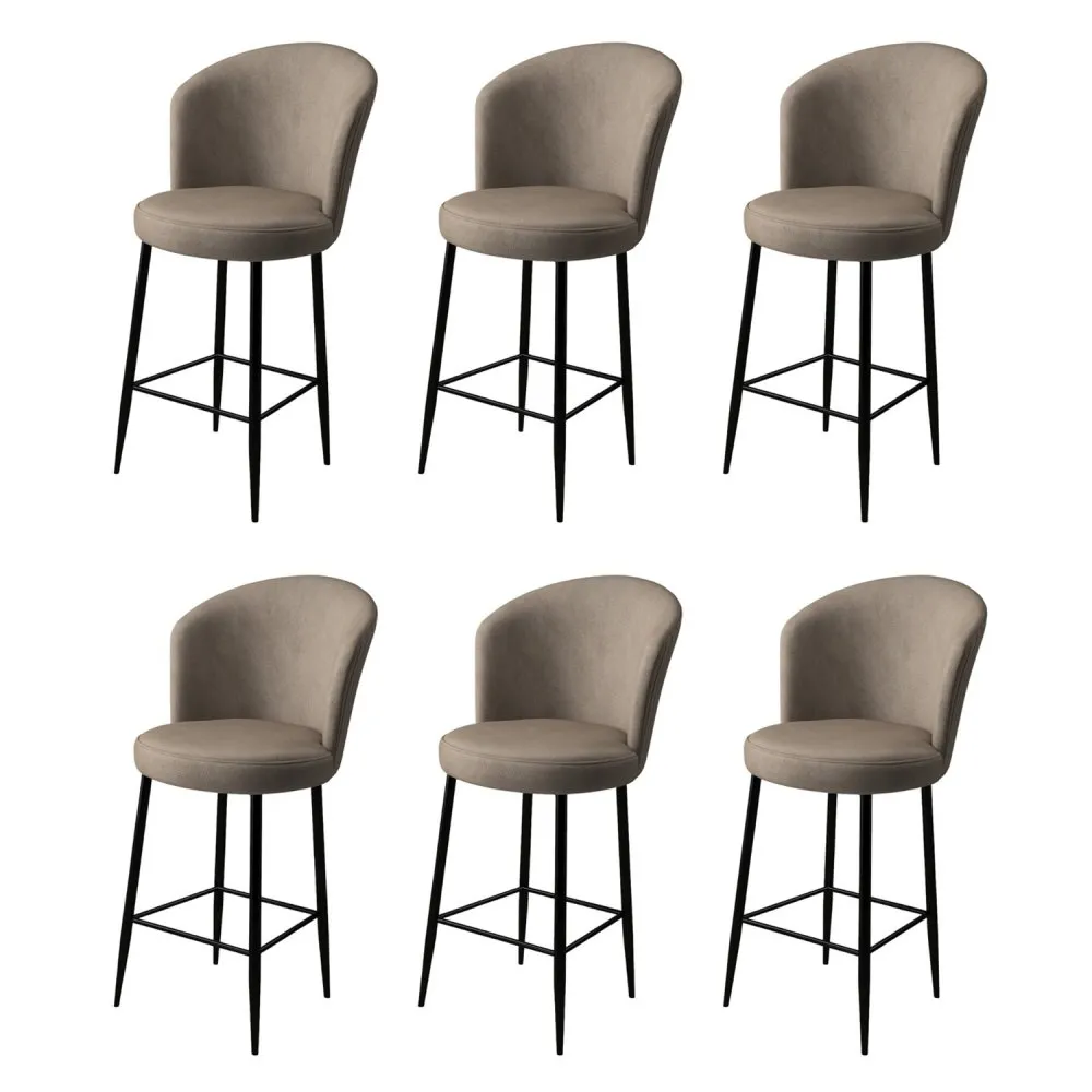 Set 6 barskih stolica Fora Cappuccino Black