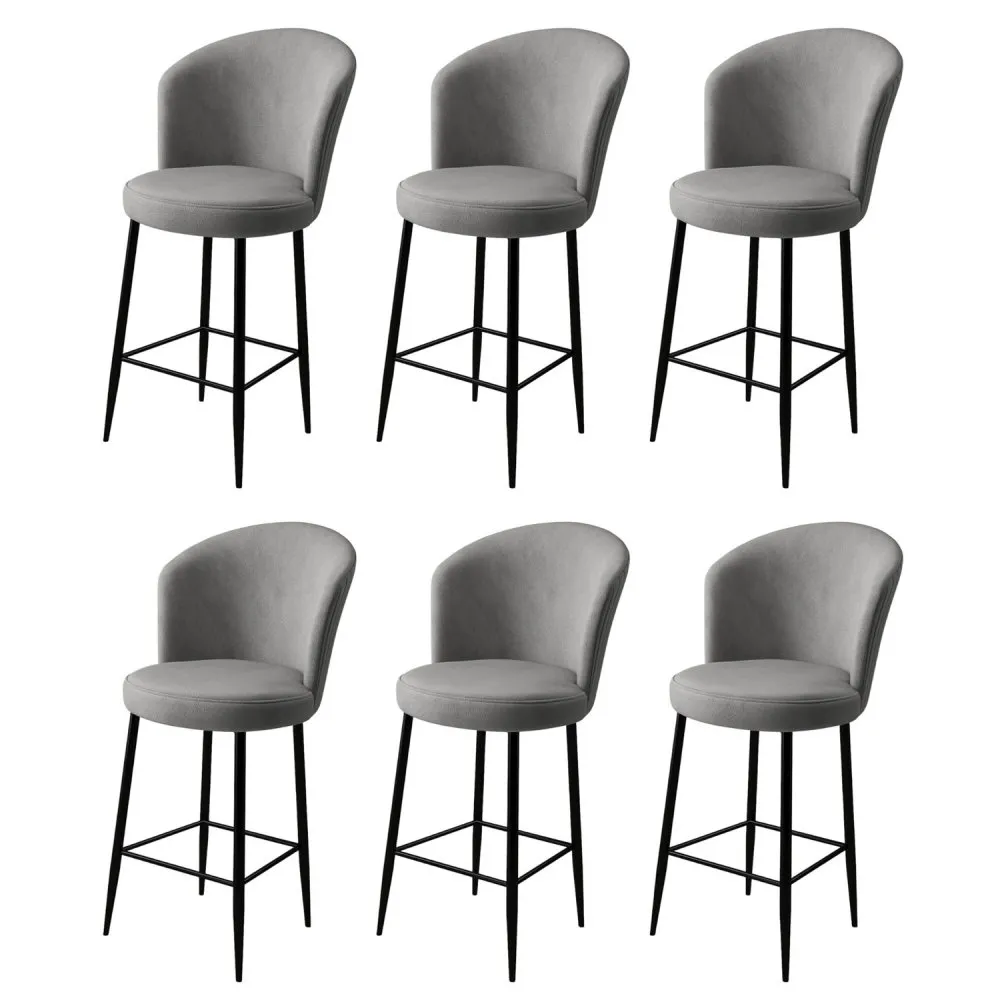 Set 6 barskih stolica Fora Grey Black