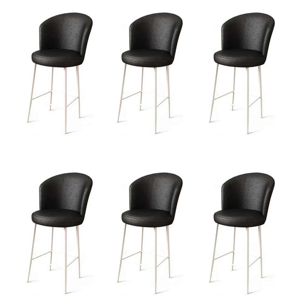 Set 6 barskih stolica Uras Black White