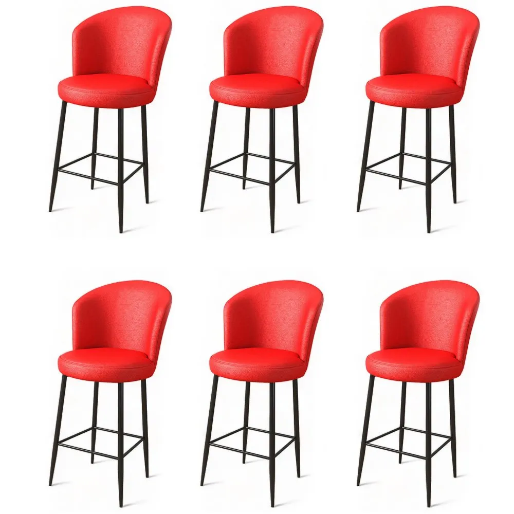 Set 6 barskih stolica Uras Red Black