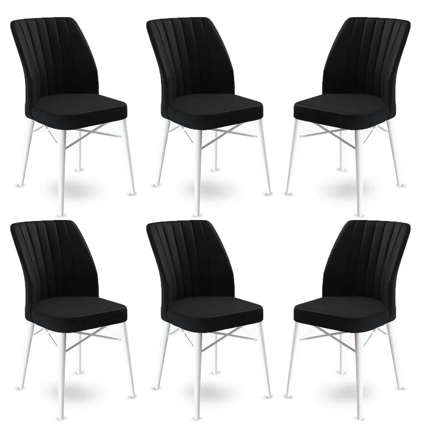 Set 6 stolica Flex Black White