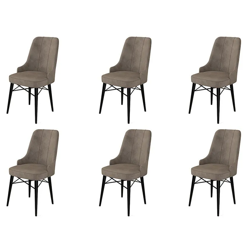 Set 6 stolica Pare Cappuccino Black