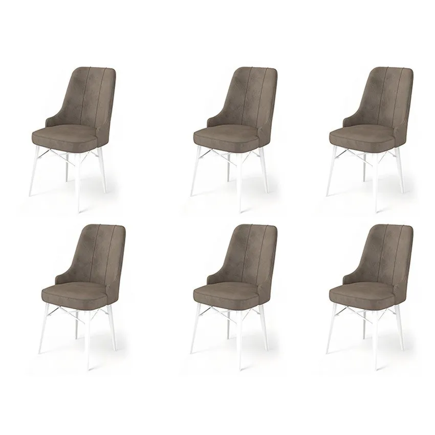 Set 6 stolica Pare Cappuccino White