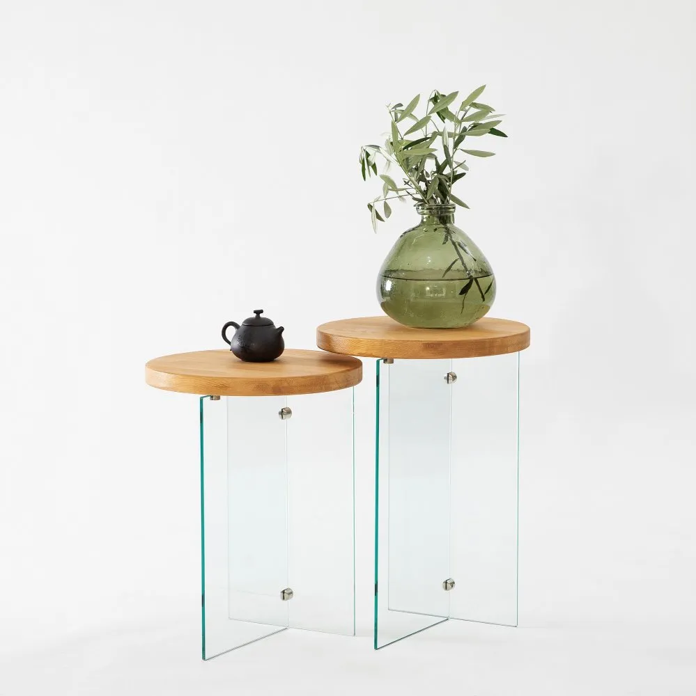 Set stolova Serenity 2 Oak Transparent