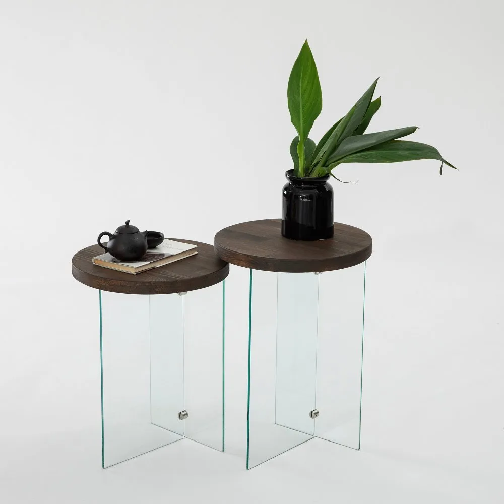 Set stolova Serenity 2 Transparent Walnut