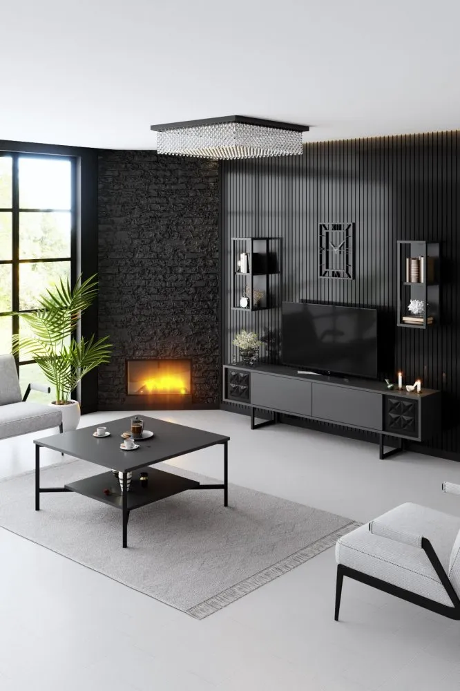 Set za dnevnu sobu Black Line Set Anthracite Black