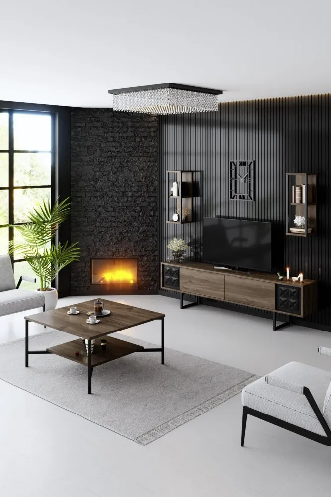 Set za dnevnu sobu Black Line Set Walnut Black