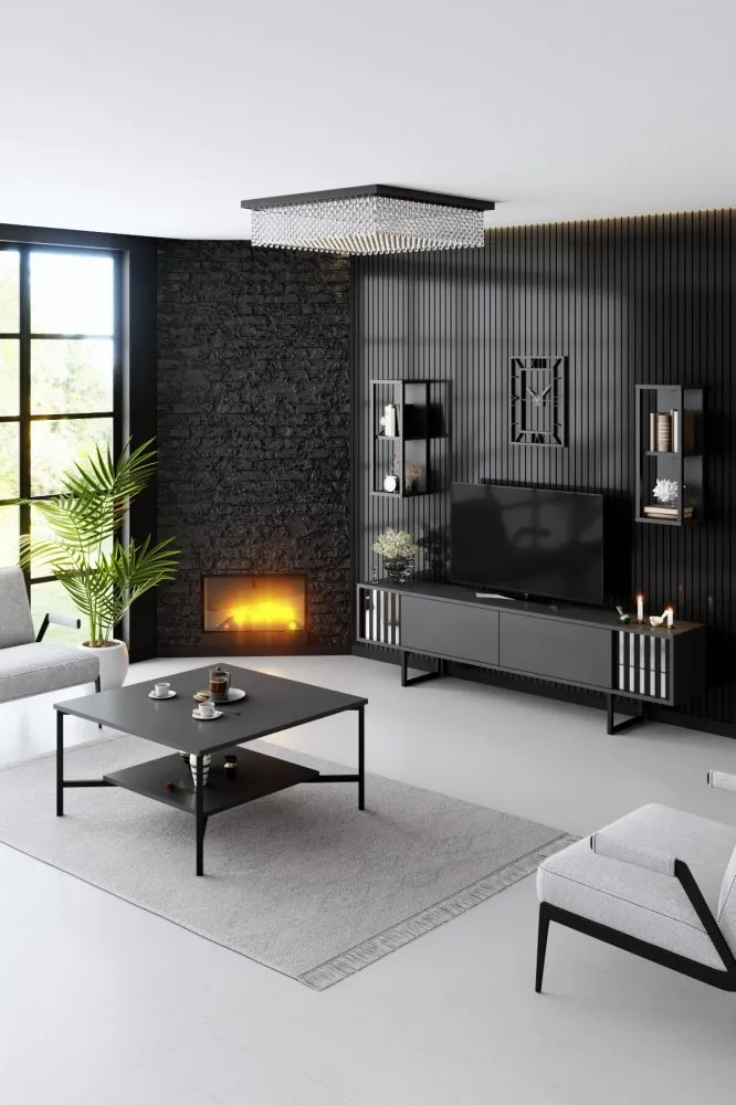 Set za dnevnu sobu Chrome Line Set Anthracite Black