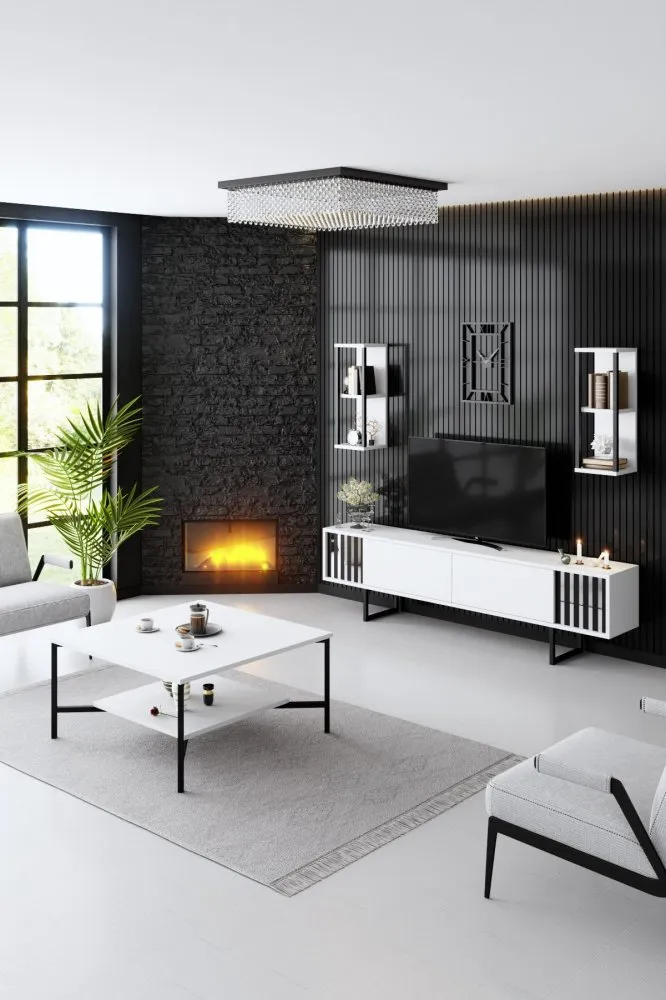 Set za dnevnu sobu Chrome Line Set White Black