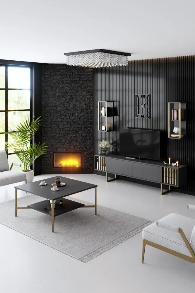 Set za dnevnu sobu Gold Line Anthracite Gold