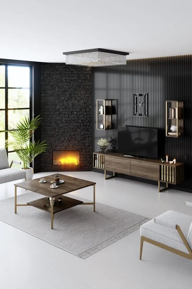 Set za dnevnu sobu Gold Line Walnut Gold