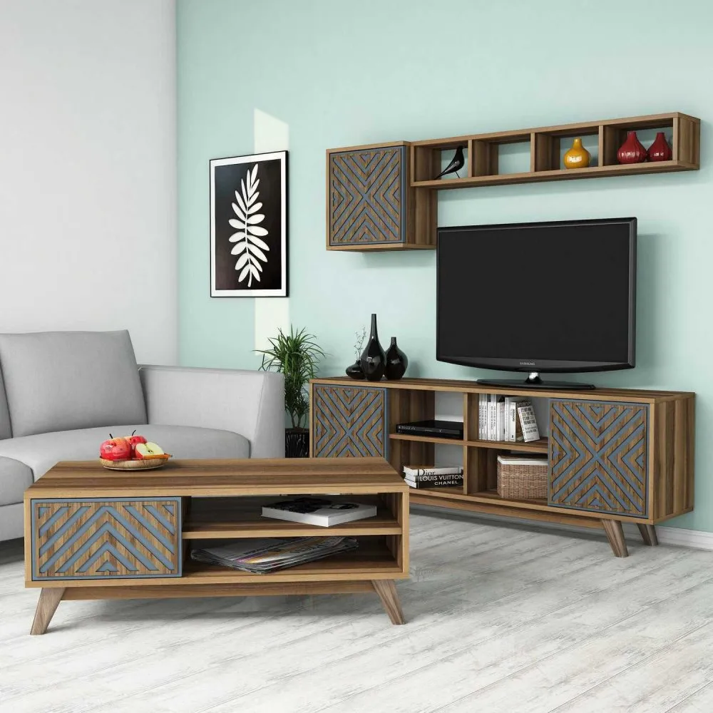 Set za dnevnu sobu Inci Walnut Blue