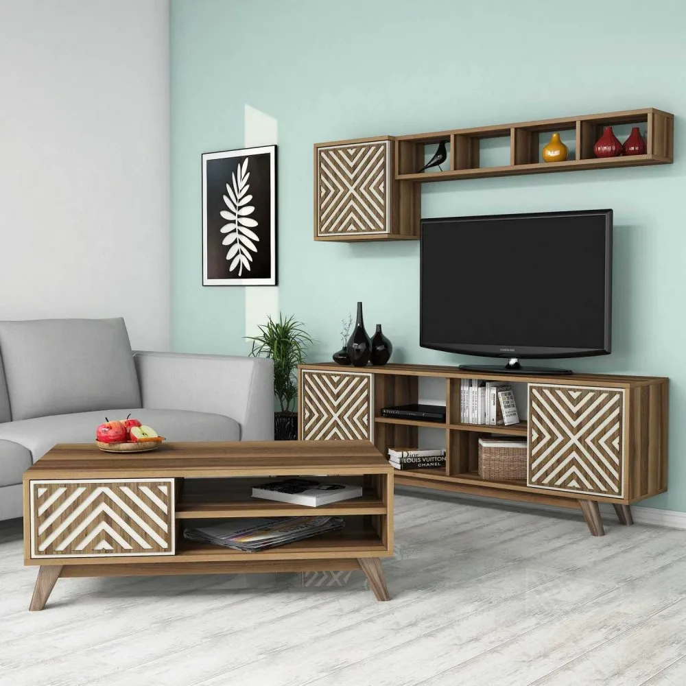 Set za dnevnu sobu Inci Walnut Cream