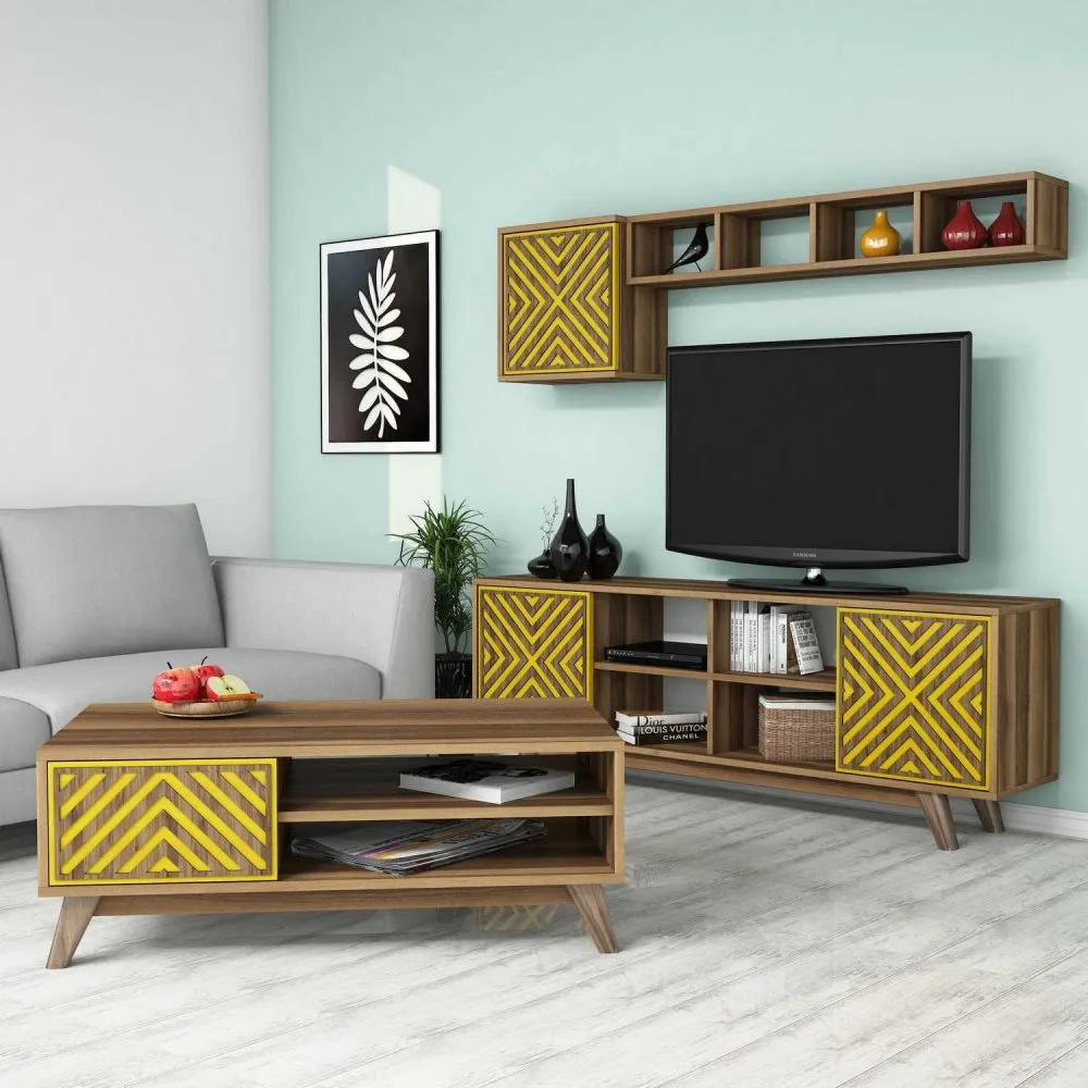 Set za dnevnu sobu Inci Walnut Yellow