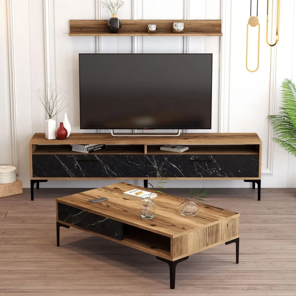 Set za dnevnu sobu Istanbul Walnut Black Marble