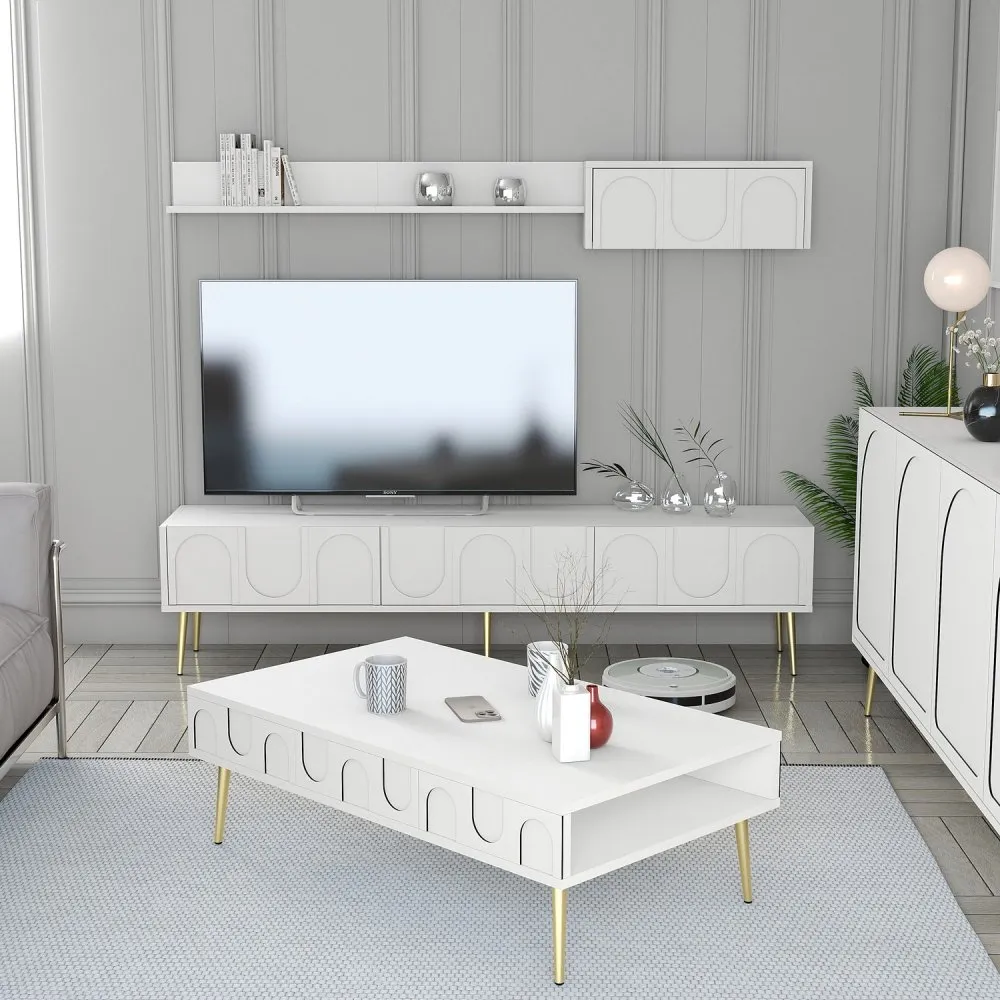 Set za dnevnu sobu Lyon 3 White Gold