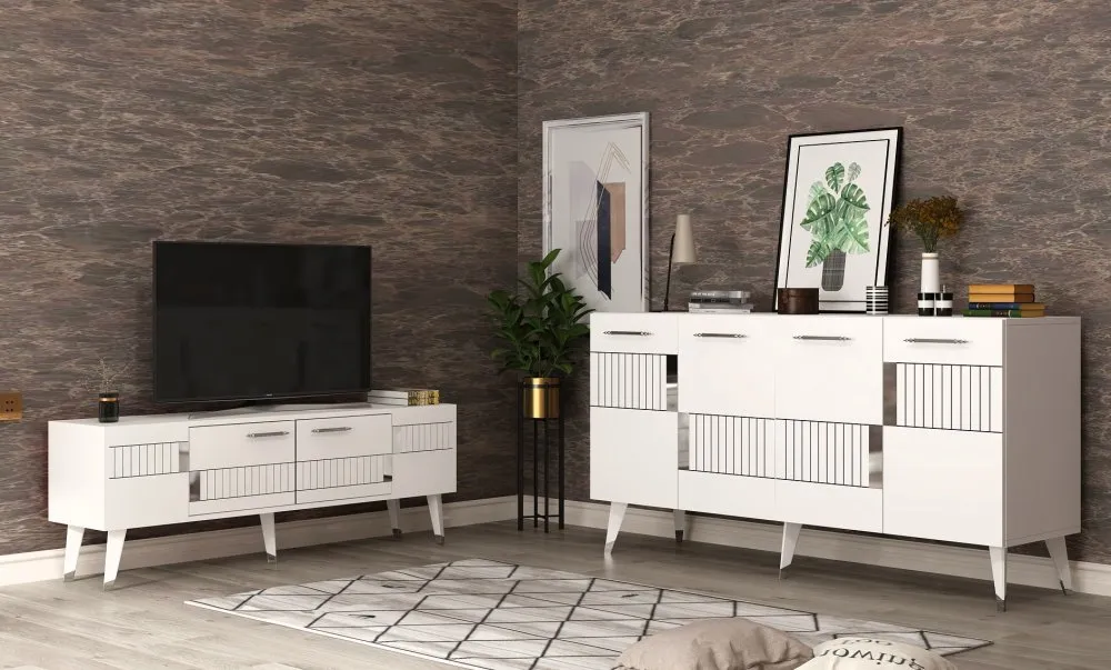 Set za dnevnu sobu Moda White Silver
