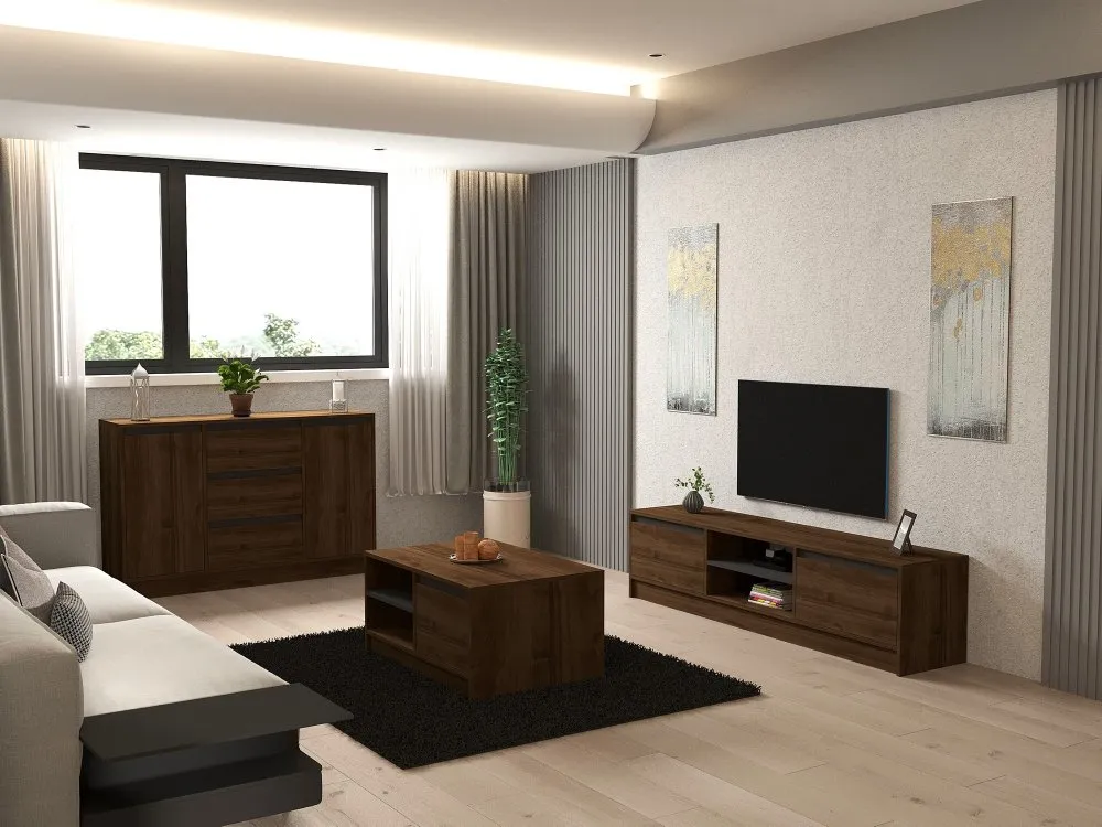 Set za dnevnu sobu Pars Walnut Anthracite