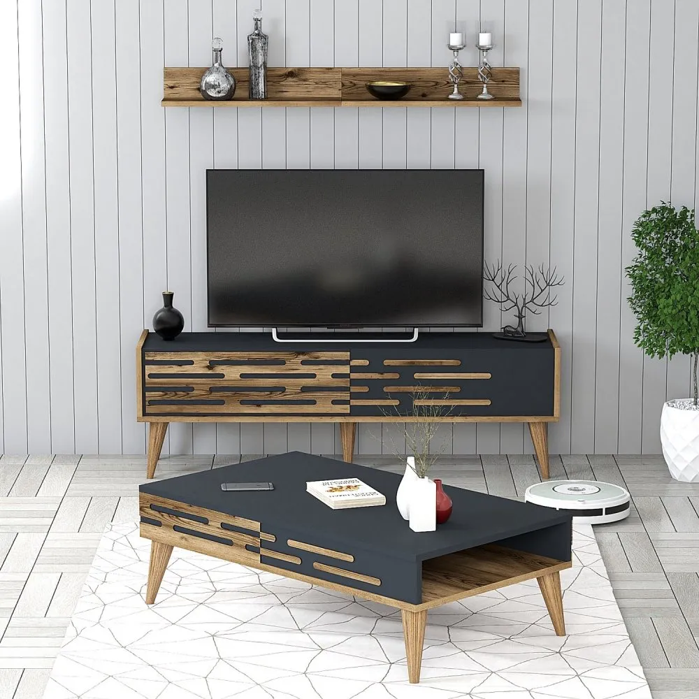 Set za dnevnu sobu Valensiya 140 Walnut Anthracite