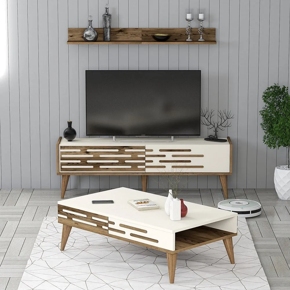 Set za dnevnu sobu Valensiya 140 Walnut Cream