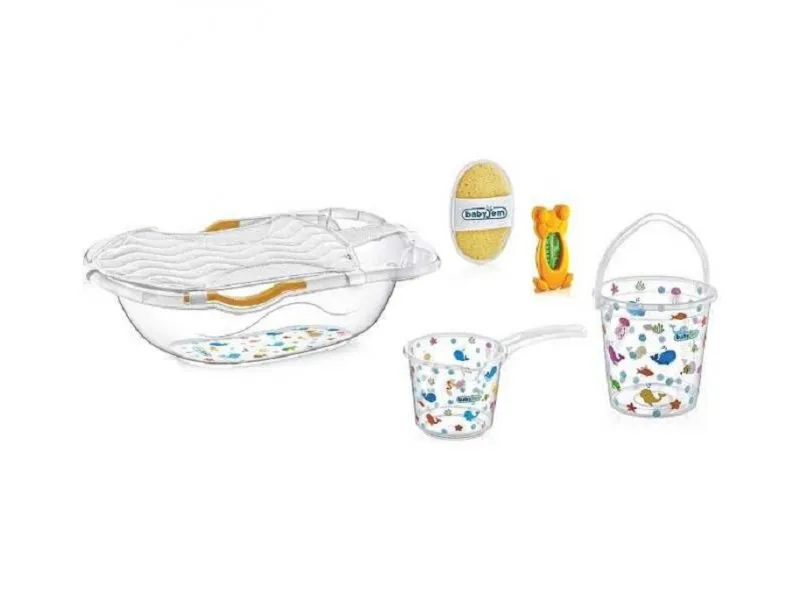 Set za kupanje 6 delova White (kadica, podloga, termometar, sunđer, bokal, kofica)