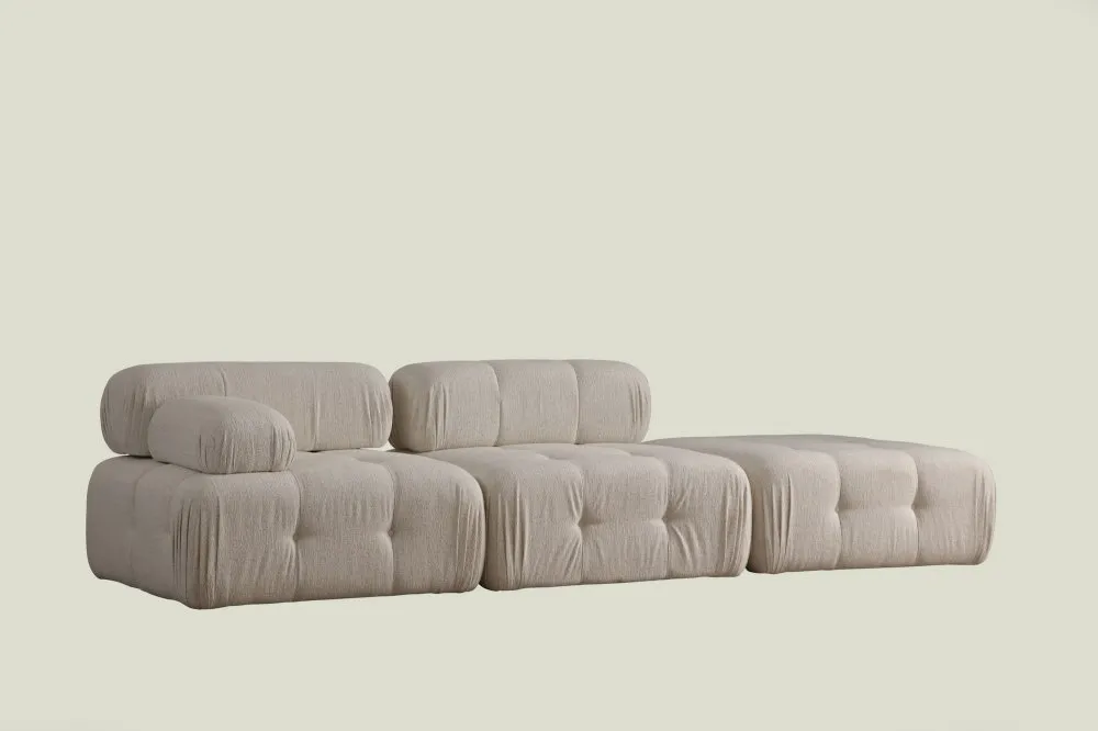 Sofa Doblo 3 Seater ( L1 O1 Pouffe) Cream Bouclette