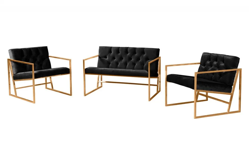 Sofa i dve fotelje Oslo Gold Black
