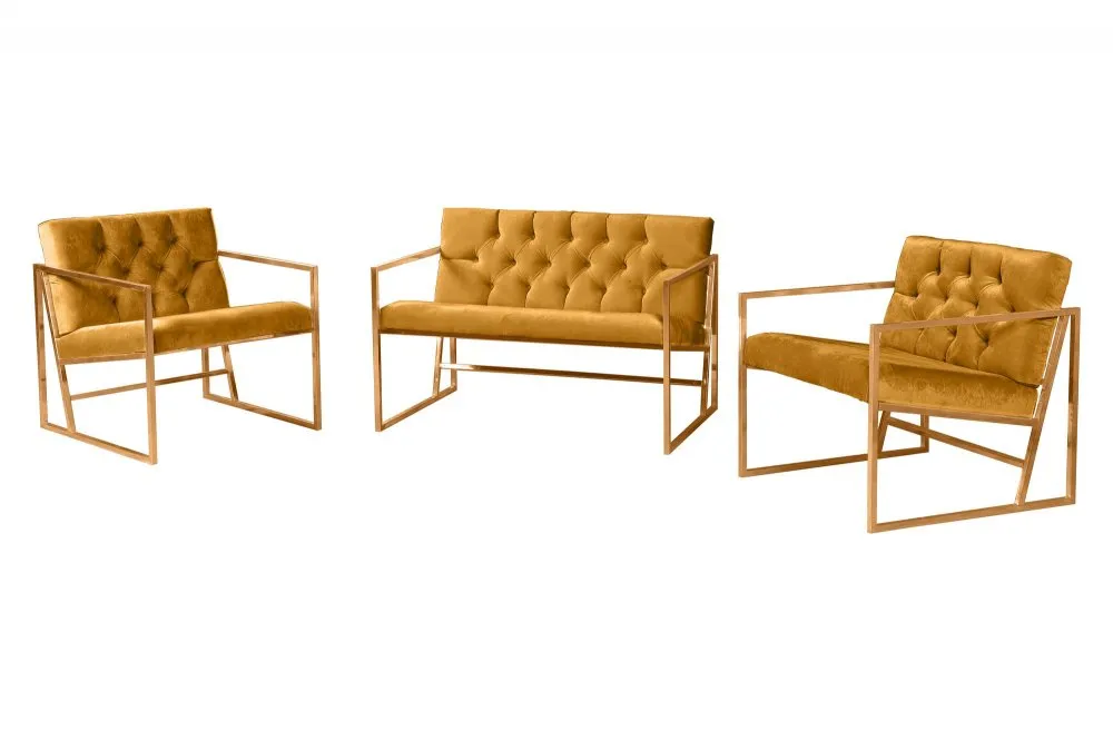 Sofa i dve fotelje Oslo Gold Mustard