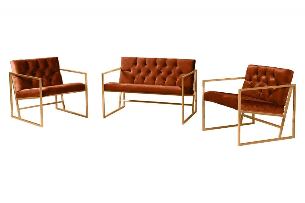 Sofa i dve fotelje Oslo Gold Tile Red