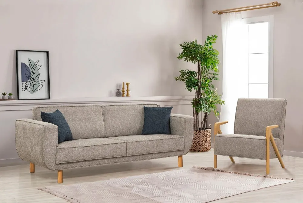 Sofa i fotelja Larus Wood Set Oak Grey