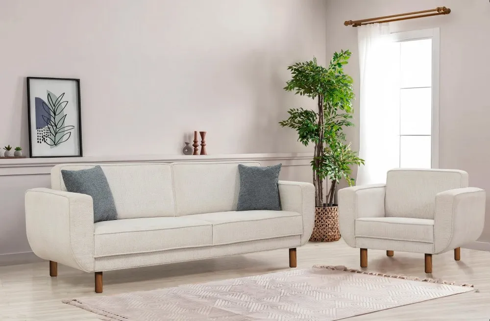 Sofa i fotelja Lorus Set Walnut Cream