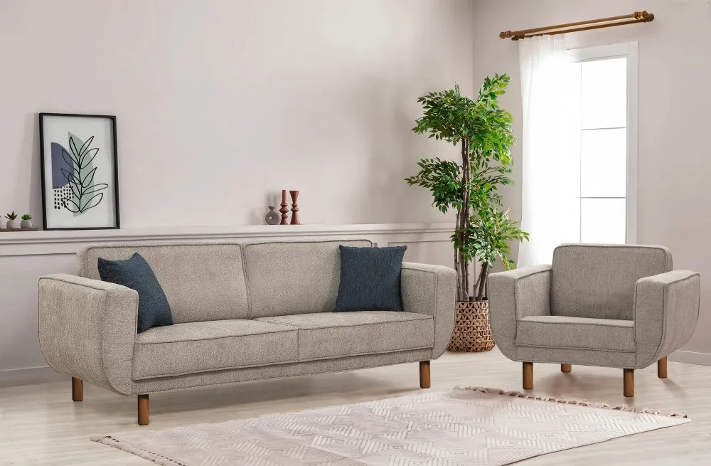 Sofa i fotelja Lorus Set Walnut Grey