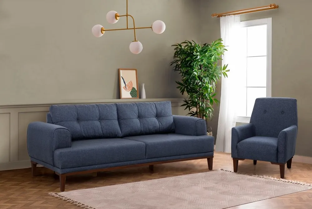 Sofa i fotelja Vina Set Dark Blue Walnut