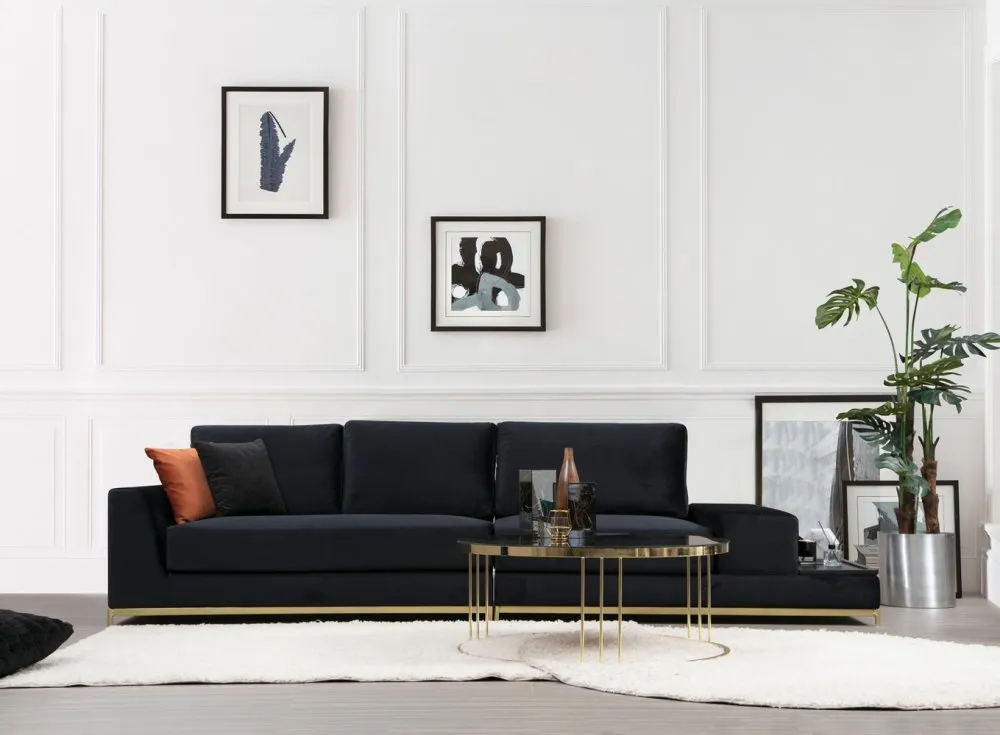 Sofa Line With Side Table Black