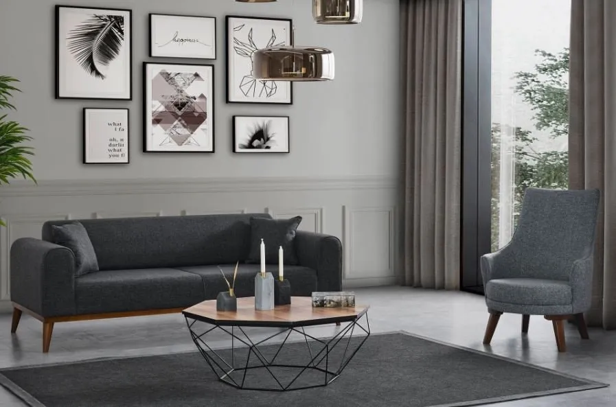 Sofa trosed Cofi 3 Seater Anthracite