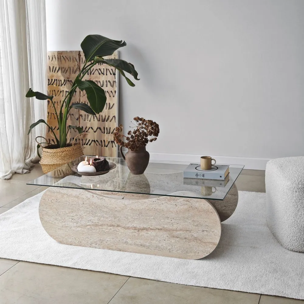 Sto za dnevnu sobu Brise Travertine Transparent