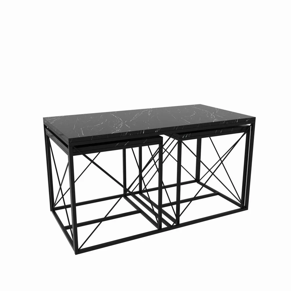 Sto za dnevnu sobu Defne Black Marble (3 kom)