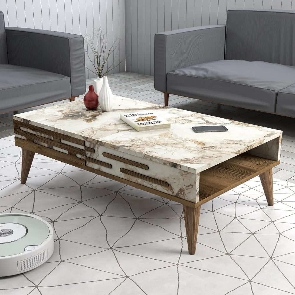 Sto za dnevnu sobu Valensiya Walnut White Marble