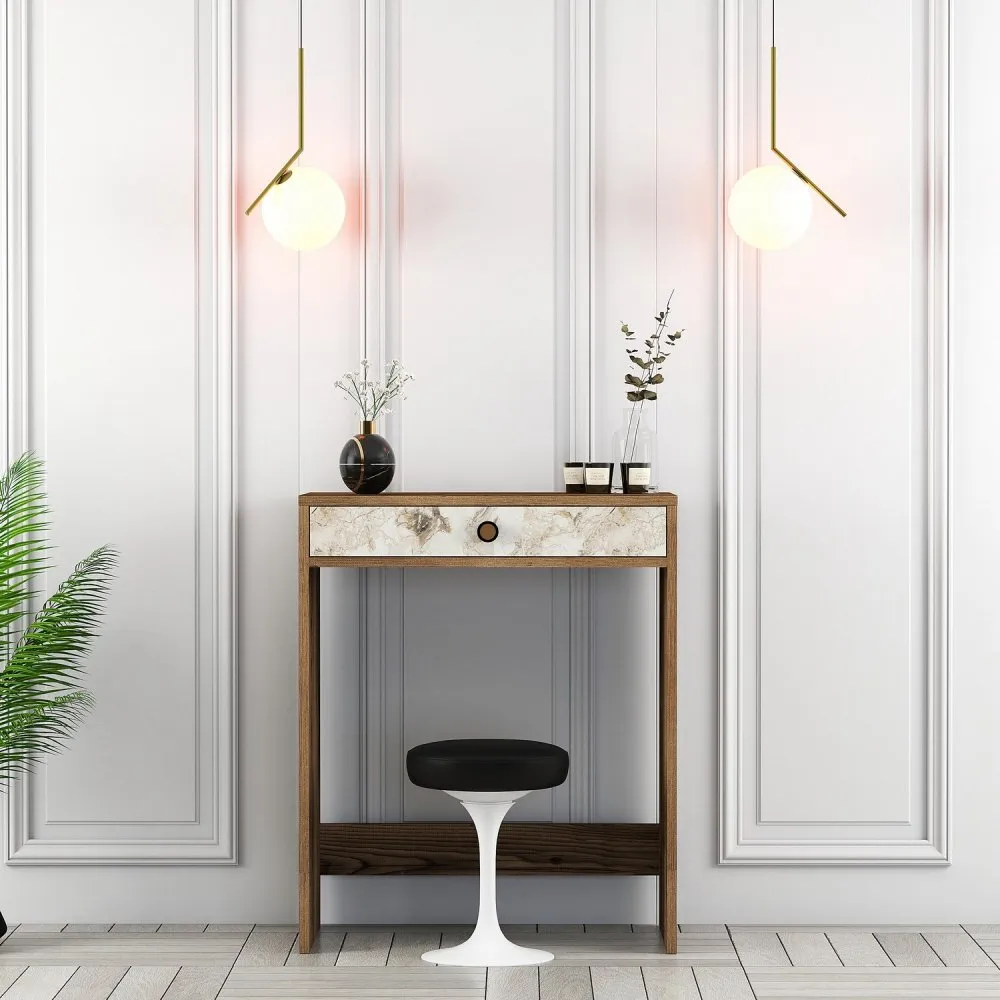 Sto za šminkanje Lizbon Walnut White Marble