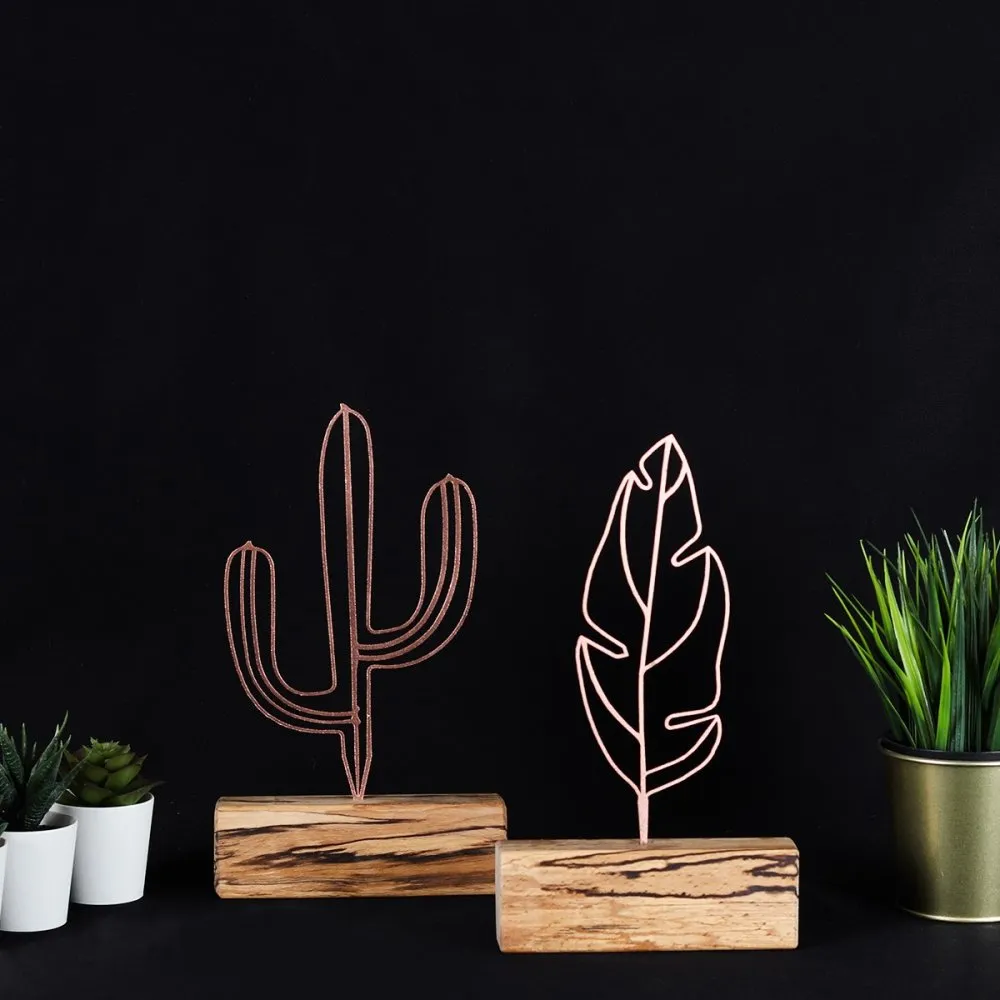 Stona dekoracija Cactus Feather Mini Set Bronze