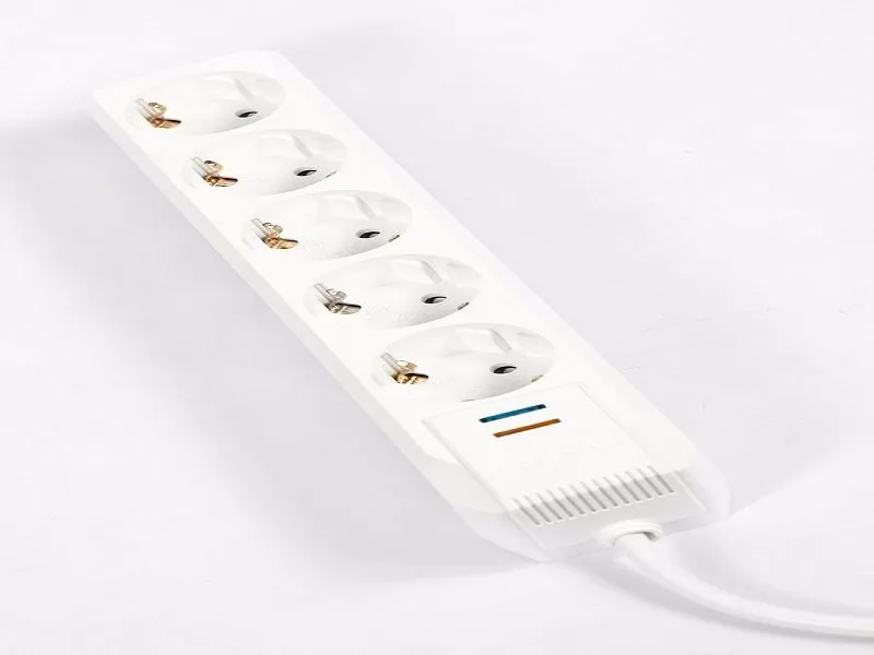 Surge Protection Power strip, 5 socket, 1,8m, 10A, White, no-ground warning (BSP-3015D-DW18)