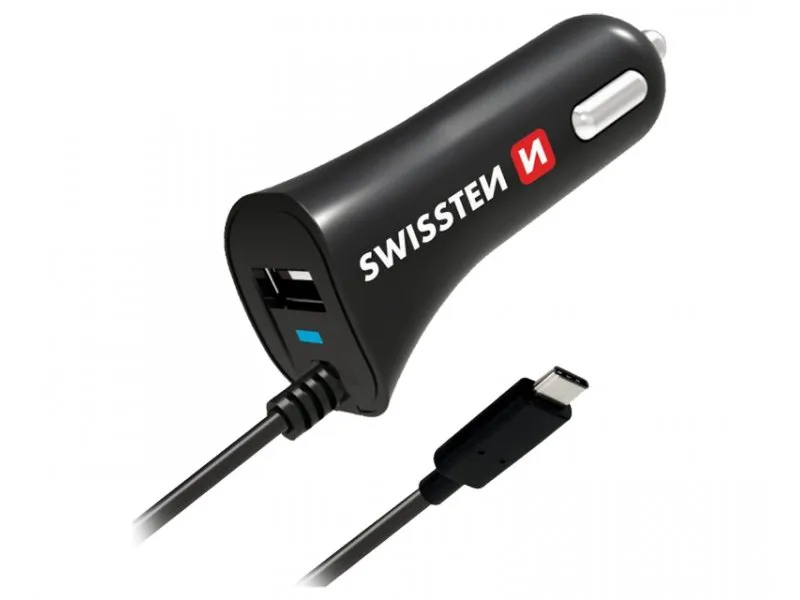 Auto punjač TIP C sa kablom + USB 2,4A GPS01004