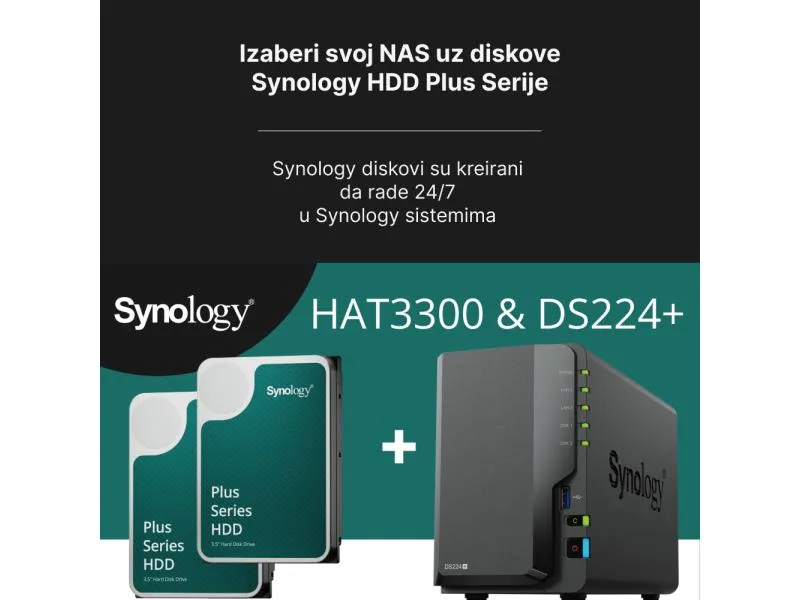 NAS Bundle DS224+ sa preinstaliranim 2 x 6TB HAT3300-6T
