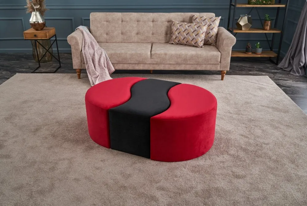 Tabure Alya Puf Red Black