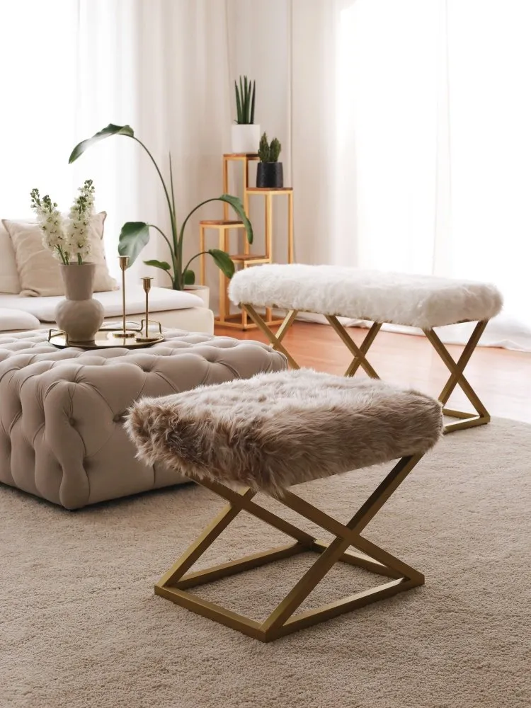Tabure Capraz Pelush Gold Brown