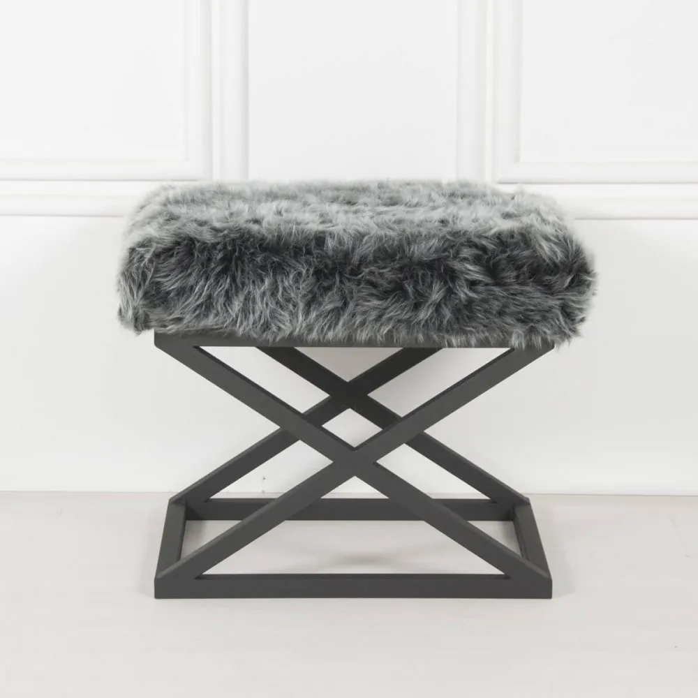 Tabure Capraz Plush Black Grey